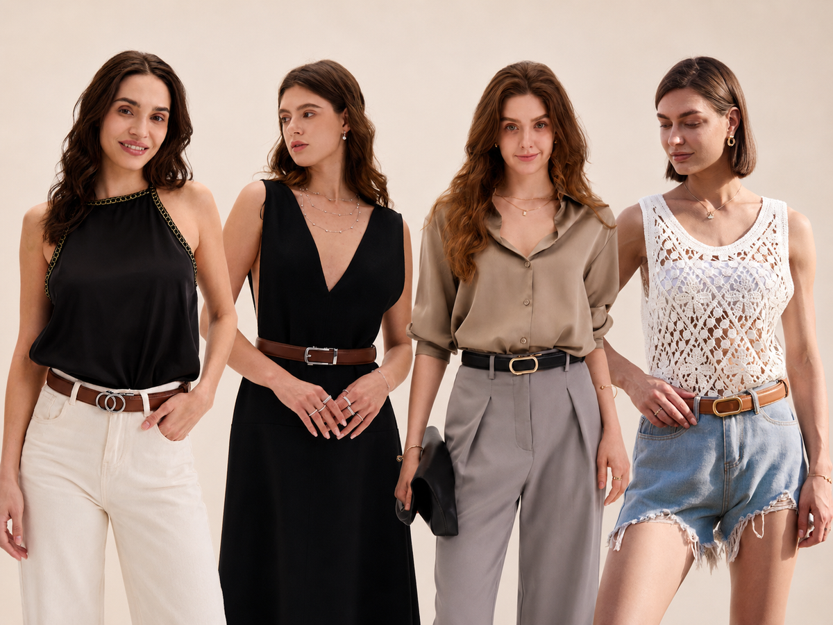 Belt styled through different pant loops
